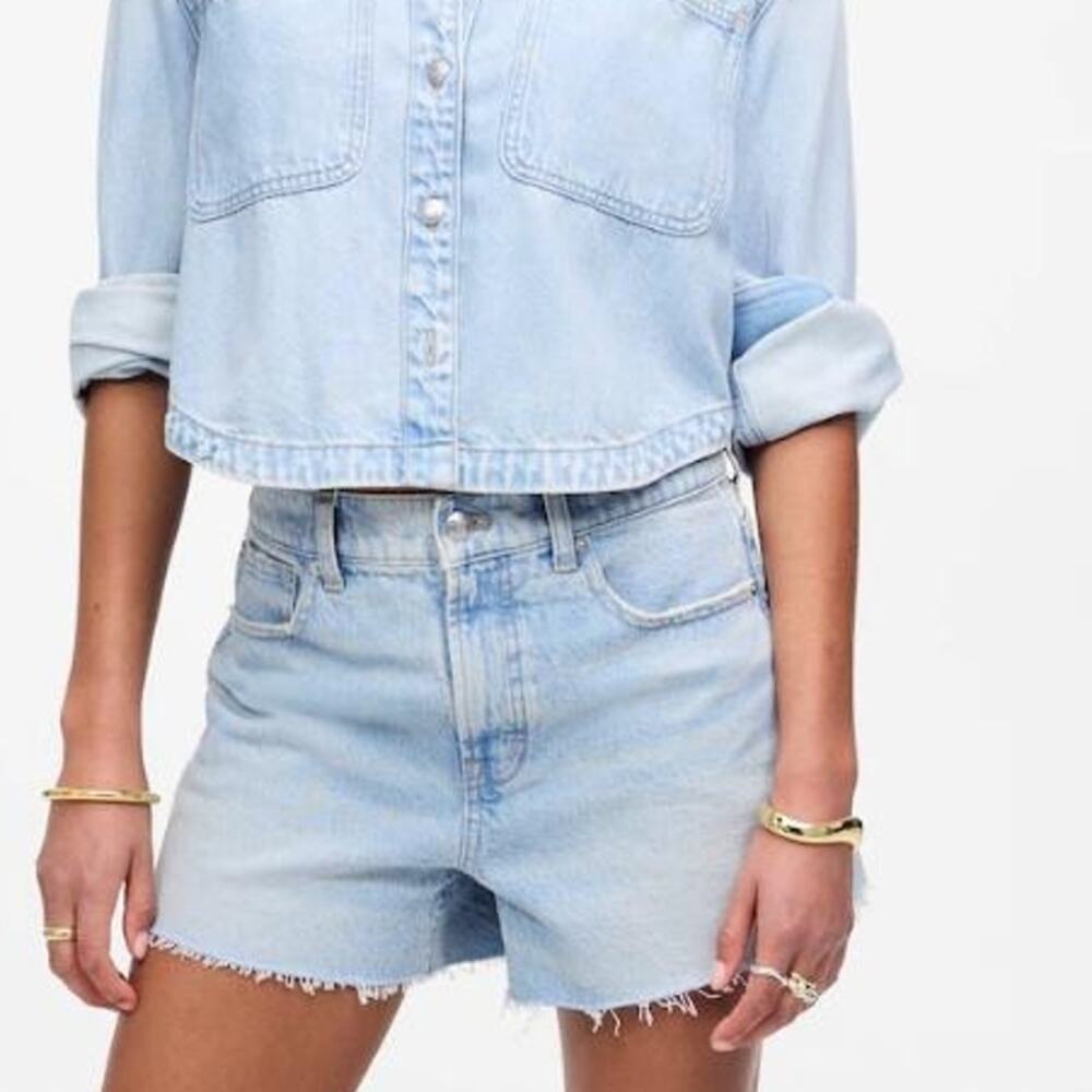 Madewell The Perfect Vintage Jean Shorts Women's Size 25 Blue Denim Raw Hem